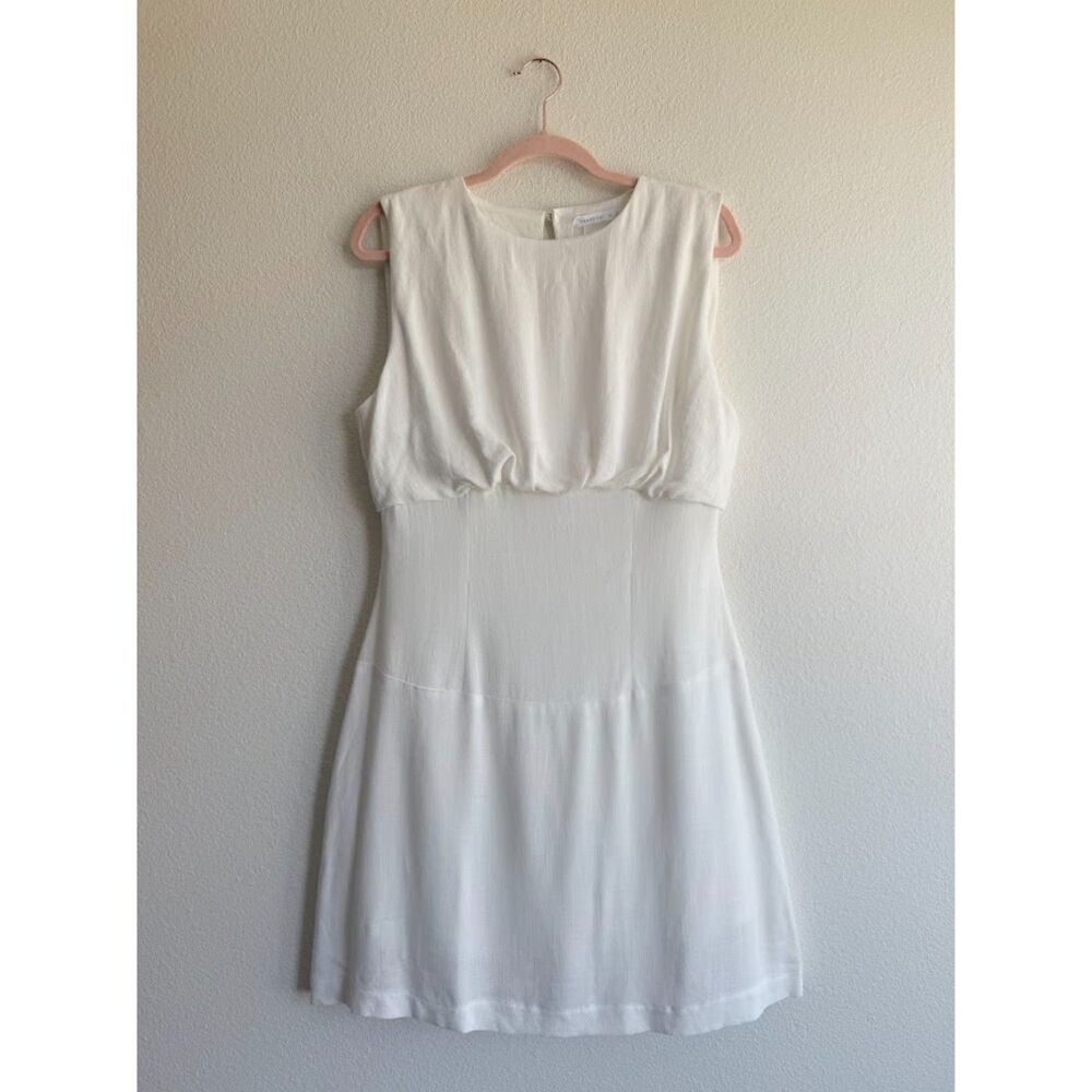 Charcoal Clothing Natural Fiber Drop Waist Mini Sun Dress in White size S NWT